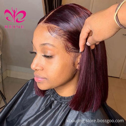 Ombre Bob Lace Frontal Wig Human Hair Brazilian Virgin Remy Hair Glueless Short Silky Straight Bob Wig with Pre-plucked Hairline
